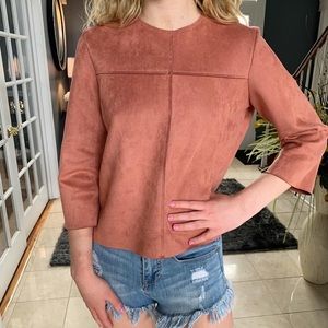 Pink suede long sleeve top!